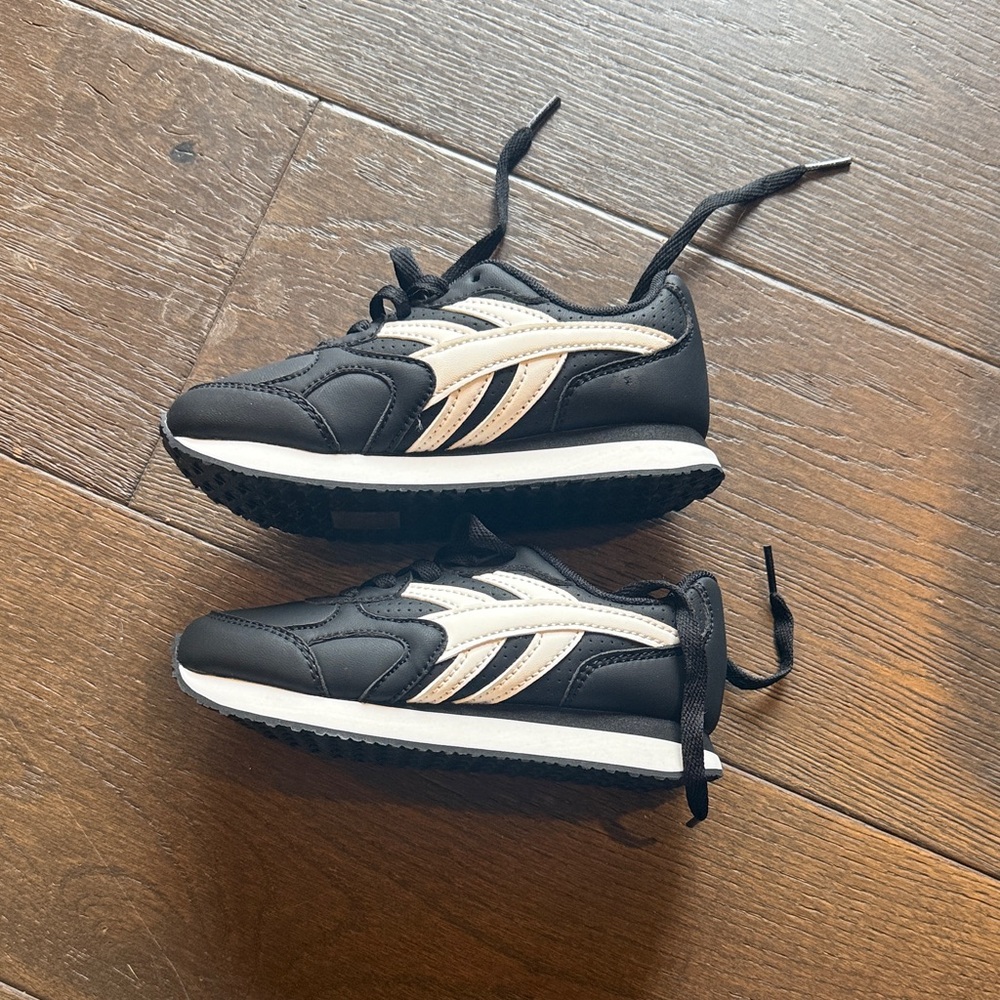 NWOT. Kids Black Sneakers with White Accent - Lightweight Comfort